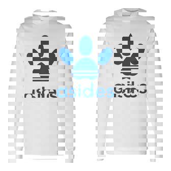 【バックプリント・背中側】Asides アシデス 足です。肉球です。【変なtシャツ屋】スポーツ ブランド パロディ 面白 長袖Tシャツ - Kawaiitshirt