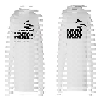 【バックプリント・背中側】Kawa カーワ《ブラック 黒》コツメカワウソ スポーツ ブランド パロディ 面白い かわいい 長袖Tシャツ - Kawaiitshirt