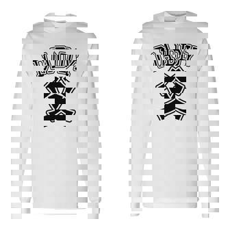 【バックプリント・背中側】お父さん Daddy 父親 パパ《チームユニフォーム風》父の日 面白い 長袖tシャツ 長袖Tシャツ - Kawaiitshirt