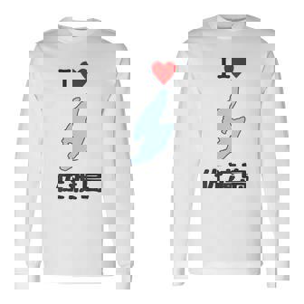 【バックプリント・背中側】アイラブ・佐渡島（I Love ハート）地図 佐渡ヶ島 ジモtティ お土産 面白 長袖Tシャツ - Kawaiitshirt