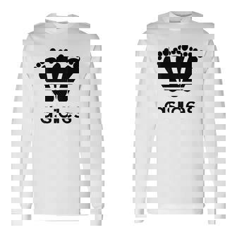 【バックプリント・背中側】アシデス Asides 足です。【変なデザイン屋さん】スポーツ ブランド パロディ 面白 長袖Tシャツ - Kawaiitshirt