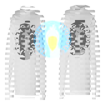 【バックプリント・背中側】ハシビロコウ『ロゴマーク』ブルー 青【どうぶつフレンズ】鳥 動物 ゆるくて かわいい イラスト 長袖Tシャツ - Kawaiitshirt