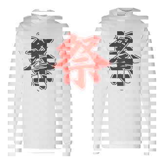 【背中・バック 後ろプリント】祭 まつり（赤文字 えんじ色）お祭り 衣装 体育祭 文化祭 催事 面白い デザイン 長袖Tシャツ - Kawaiitshirt