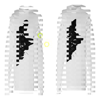 【覗くネコ】黒猫 にゃんこ 猫好き 猫 可愛い ネコ 子猫 ネコ好き 面白い 変な 遊び心 ネタ ウケ狙い おもしろ 長袖Tシャツ - Kawaiitshirt