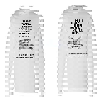 おかしな怠惰な猫 私は朝の人と朝と人が嫌いです 長袖Tシャツ - Kawaiitshirt