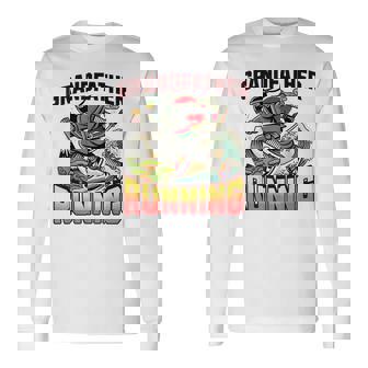 おじいちゃん ランニング ニンジャ メンズ おもしろ 長袖Tシャツ - Kawaiitshirt