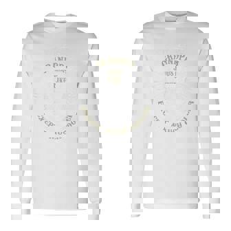 バックプリント おじいちゃんみたいだけどかっこいいバイカーのおじいちゃん 長袖Tシャツ - Kawaiitshirt