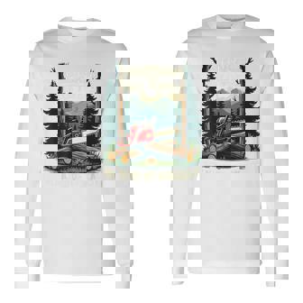 おもしろ林業チェーンソー 背の高い木 ワークアウト ロギング 生活 長袖Tシャツ - Kawaiitshirt