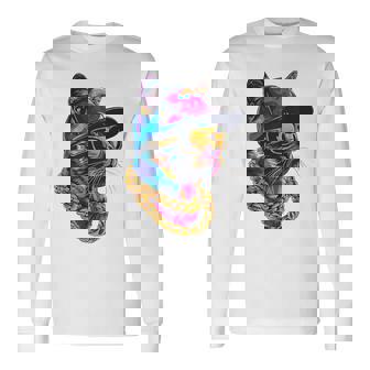 かっこいい ヒップホップ 猫 アーバン ストリートウェア B-Boy グラフィティ 長袖Tシャツ - Kawaiitshirt