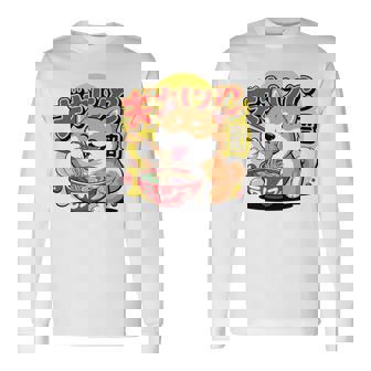 かわいい 柴犬 ラーメン好き おもしろい 日本犬 長袖tシャツ 長袖Tシャツ - Kawaiitshirt