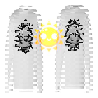 かわいい 漫画 太陽 放射 オレンジ イエロー 愛らしい 長袖Tシャツ - Kawaiitshirt