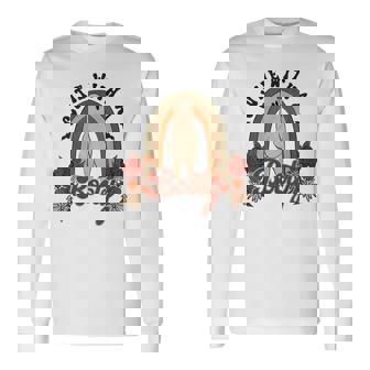 かわいいお尻 面白い ハロウィン ゴースト レトロ ヴィンテージ スタイル 長袖Tシャツ - Kawaiitshirt