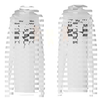 かわいいジャンピング ハッピーキャット ミーム トレンド ファニー 長袖Tシャツ - Kawaiitshirt