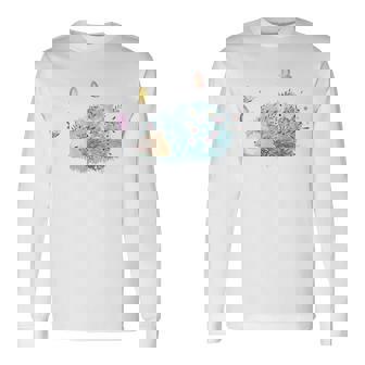 かわいいハリネズミ蝶 ティーンエイジガールギフト 長袖Tシャツ - Kawaiitshirt