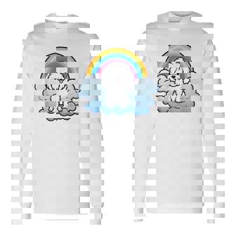 かわいいボロネーゼ犬 レインボークラウド カラフル カワイイ 子犬好き 長袖Tシャツ - Kawaiitshirt