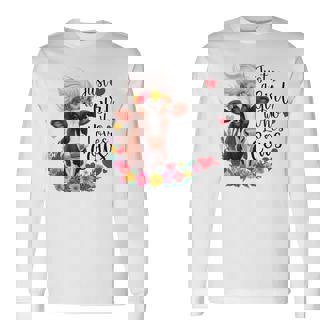 かわいい牛 ただの牛を愛する少女 長袖tシャツ 長袖Tシャツ - Kawaiitshirt