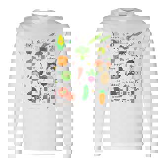 かわいい野菜 かわいい野菜 ヘルシーフード 食べる ビーガン 長袖Tシャツ - Kawaiitshirt