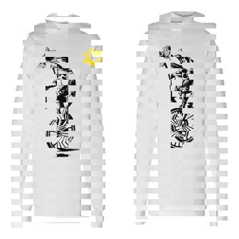 かわいい面白いカエルの一輪車 長袖Tシャツ - Kawaiitshirt