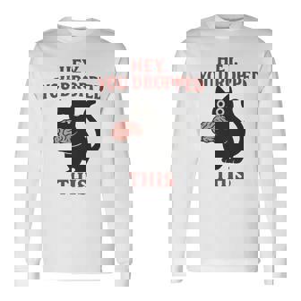 この脳みそのかわいい黒猫のミームを落とした 長袖tシャツ 長袖Tシャツ - Kawaiitshirt