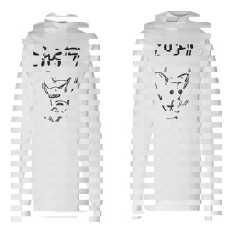 こんにチワワ 犬好き おもしろ ダジャレ 犬の飼い主 チワワ好き チワワの飼い主 おやじギャグ 愛犬家 チワワ 長袖Tシャツ - Kawaiitshirt