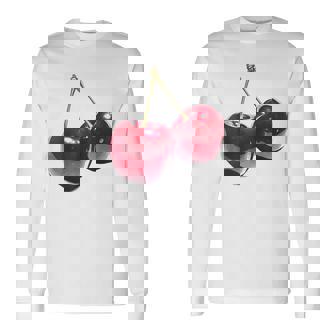 さくらんぼ フルーツ モチーフ イラスト さくらんぼ 長袖Tシャツ - Kawaiitshirt