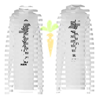 にんじん 人参 顔 イラスト かわいい おもしろ 簡単 シンプル ゆるい 野菜 長袖Tシャツ - Kawaiitshirt