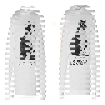 ねこのいいなり 猫 ネコ ぽっちゃり ハチワレ猫 黒白猫 白黒猫 イラスト 猫好き おしゃれ かわいい 長袖Tシャツ - Kawaiitshirt