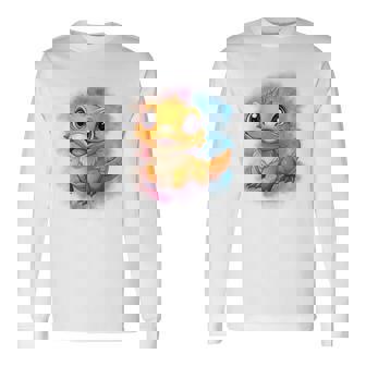 ひげを生やしたドラゴンの白い服のレインボーフラッグ 長袖Tシャツ - Kawaiitshirt