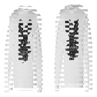 ひげバニーフェイス サングラス付き イースターデー 2024 男性 男の子 子供 長袖Tシャツ - Kawaiitshirt