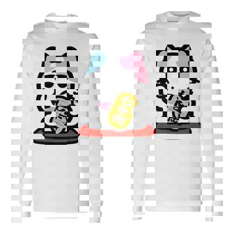 びーえするるる【Bsテレ東公式】まねきねこイラストtシャツ（ホワイト） 長袖Tシャツ - Kawaiitshirt