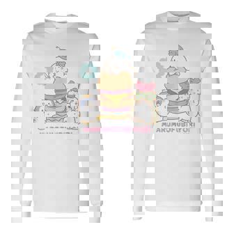 まるもふびより ハンバーガー 長袖Tシャツ - Kawaiitshirt