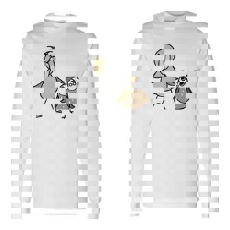 みんな大好きハシビロコウ 動かない鳥 はしび郎クラブtシャツ ハシビ郎とフクロウ Zoo ハシビロコウ フクロウ 鳥 長袖Tシャツ - Kawaiitshirt