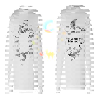 みんな大好きハシビロコウ 動かない鳥 はしび郎クラブtシャツ 絵しりとり遊び どうぶつ Zoo 長袖Tシャツ - Kawaiitshirt