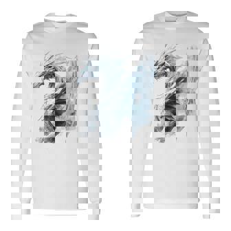 アイスドラゴン グラフィック 神話アート アイスドラゴン 長袖Tシャツ - Kawaiitshirt