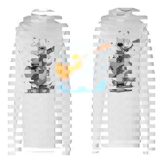 アコースティックギターを弾くクマ、ベアギタリスト 長袖tシャツ 長袖Tシャツ - Kawaiitshirt