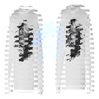 アニメ 漫画 グラフィック 青い目 アート アニメ 長袖Tシャツ - Kawaiitshirt