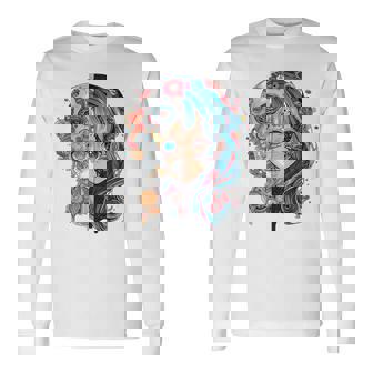 アニメ 漫画 モチーフ カラフル イラスト アニメ 長袖Tシャツ - Kawaiitshirt