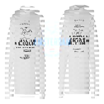 アムステルダム バイク シティ アムステルダム バイクタウン オランダの国旗 長袖Tシャツ - Kawaiitshirt