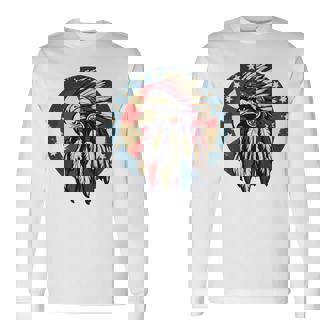 アメリカンイーグル チーフ インディアン ヘッドドレス ネイティブイーグル 長袖tシャツ 長袖Tシャツ - Kawaiitshirt