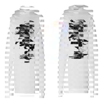 アライグマ アニマルモチーフ ムーンアート アニマルプリント アライグマ 長袖Tシャツ - Kawaiitshirt