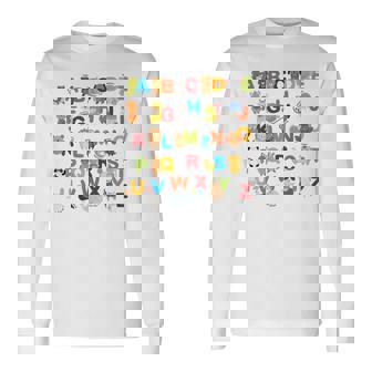 アルファベット動物学習abc キュート キッズ 教育 小道具 長袖Tシャツ - Kawaiitshirt