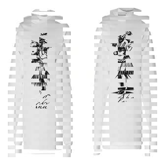 アロハ ハワイ ハワイアン ヴィンテージ ワヒネ フラダンス ダンサー ガール 長袖Tシャツ - Kawaiitshirt
