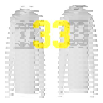 イエローナンバー33 背面 スポーツチーム ジャージ番号 長袖Tシャツ - Kawaiitshirt