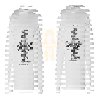 ウェイトリフティング 筋トレ バーベル やる気がないなら家に帰れ 赤毛 猫 ねこ 長袖Tシャツ - Kawaiitshirt