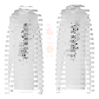 ウクライナ刺繍タトゥーローズ ウクライナの自由 長袖Tシャツ - Kawaiitshirt