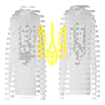 ウクライナ大統領ヴォロディミル・ゼレンスキー ウクライナエンブレム 長袖Tシャツ - Kawaiitshirt