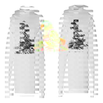 ウロコインコ フルーツアート トロピカル キウイ りんご ナッツ 長袖Tシャツ - Kawaiitshirt