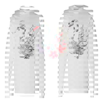 エレガントな白鳥の花 長袖Tシャツ - Kawaiitshirt