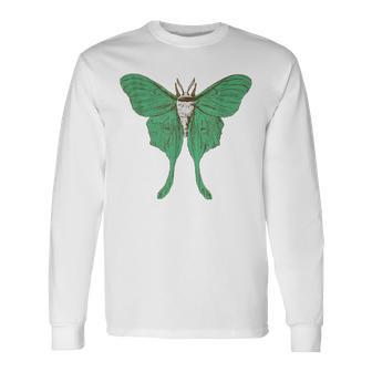 オオミズアオ ルナモス 薄い 緑色 黄緑色 蛾 Luna Moth レトロ 虫 昆虫 イラスト かっこいい おしゃれ 長袖Tシャツ - Kawaiitshirt