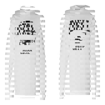 オニール ネブラスカ Ne ビンテージ アスレチック ブラック スポーツデザイン 長袖Tシャツ - Kawaiitshirt